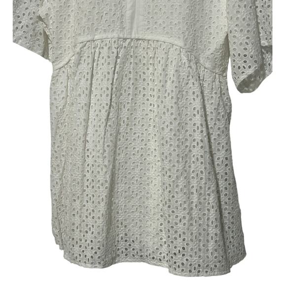 ELAN INTERNATIONAL WOMENS XLARGE 3/4 SLEEVE LINED EYELET MINI DRESS WHITE - Picture 6 of 14